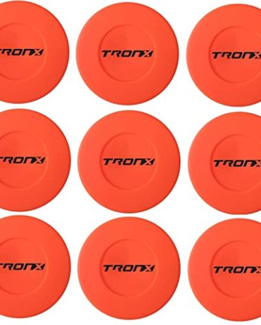 Plastic Floor Hockey Pucks for Indoor & Outdoor Hockey, Lightweight Plastic Pucks for Street Hockey, (Orange, Pack of 9)
