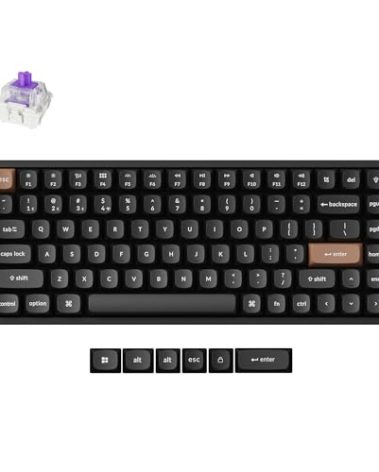 Keychron K2 HE QMK Wireless Gaming Custom Mechanical Keyboard, 2.4 GHz/Bluetooth/Wired 75% Layout Hot-Swappable Programmable RGB Backlit Gateron Magnetic Switches for Mac Windows, Wood Frame-Black