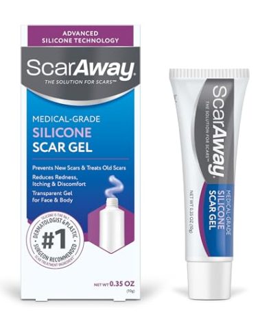 ScarAway Silicone Scar Gel, Helps Improve Size, Color & Texture of Hypertrophic & Keloid Scars from Injury, Burns & Surgery, Water Resistant, 10g (0.35 Oz)