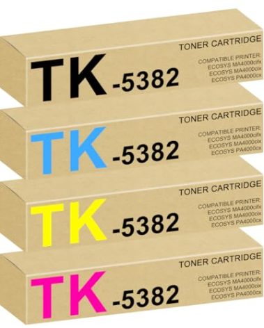 TK-5382K TK-5382C TK-5382Y TK-5382M TK5382 Toner Set Replacement for Kyocera TK-5382 Toner Cartridge 1T02Z00US0 1T02Z0CUS0 1T02Z0BUS0 1T02Z0AUS0 for ECOSYS MA4000cifx ECOSYS MA4000cix ECOSYS PA4000cx