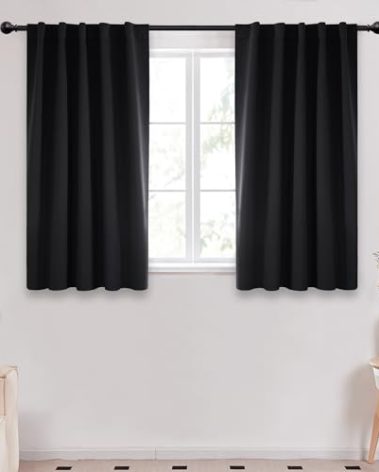 Deconovo Blackout Curtains, Thermal Insulated, W42 x L54 2 Panels, Back Tab, Machine Washable, Room-Darkening Drapes for Bedroom/Living Room Black