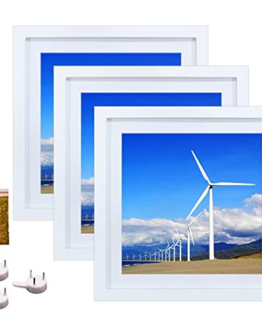 12x12 Wood Picture Frame Set of 3 Diamond Painting Frame 30x30cm Display 10x10 in/ 25x25cm with Mat or 12x12in/ 30cm x 30cm Without Mat Diamond Art Frame 12 x 12 Square Photo Frame Wall Decor, White