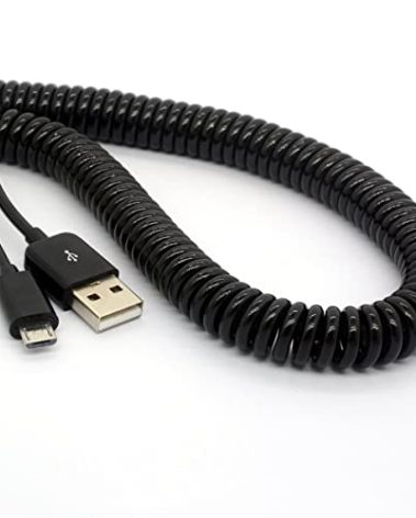 BSHTU Coiled USB to Micro USB Cable Spring Spiral USB 2.0 Male to Micro B Male Connector Data Synchronize and Charging Data Extension Cord (3M/9.8Ft)