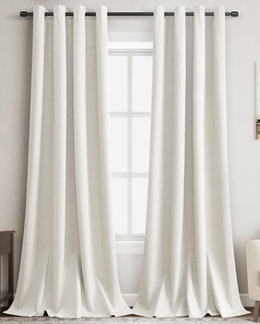 Nanspring 102 Inch Long Blackout Curtains for Bedroom Grommet Neutral Cream Blackout Drapes for Bedroom Modern Farmhouse Thermal Insulated Black Out Curtain 102 Inch Length with White Backing