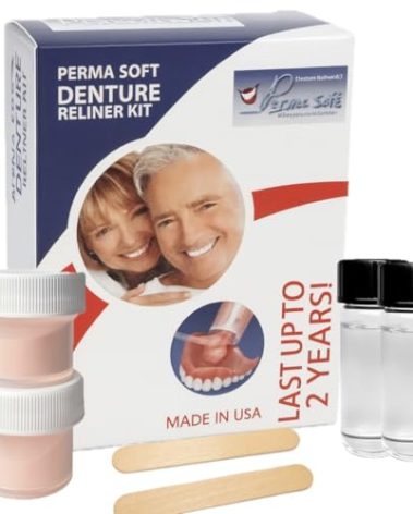 Perma Soft Denture Reliner Kit - Relines 2 Denture Plates - Semi Soft DIY Denture Liner for Upper and Lower