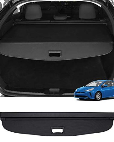 Powerty Cargo Cover for 2019-2023 Toyota Prius Accessories (Latest XW50 Since November 2018) Retractable Rear Trunk Security Cover Shielding Shade Black (Not for Prius Prime)