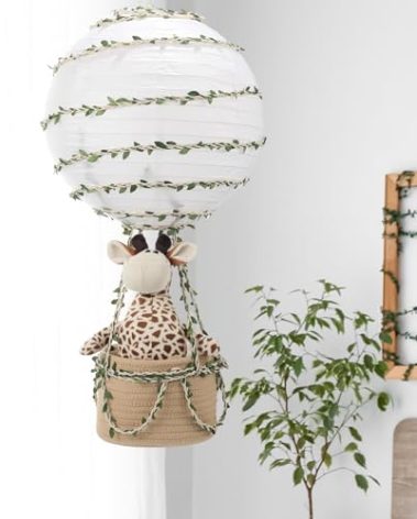 Rossesay Safari Hot Air Balloon Decor Handmade Jungle Hot Air Balloon Nursery Decor Lampshade Nursery Light Shade Include Giraffe for Hanging Room Birthday Party Baby Shower Decorations Gift