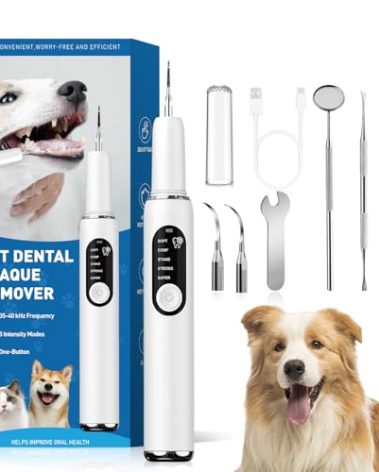 SylvanSparkKitchen Dog Plaque and Tartar Remover Plaque Remover for Teeth with Led Light 5 Adjustable Modes Electric Toothbrush Teeth Cleaning Kit for Dog and Cat Pet Ultrasonic Tooth Cleaner