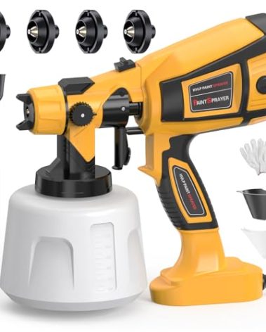 Paint Sprayer Tool 1000W High Power Electric Spray Paint Gun Easy to Clean for Furniture Cabinets Fence Walls Door Garden Chairs Yellow