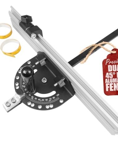 Fulton Precision Miter Gauge with Aluminum Miter Fence with 45 Degree Angled Ends for Maximum Stock Support and a Repetitive Cut Flip Stop