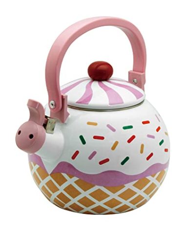 Whistling Tea Kettle for Stove Top Enamel on Steel Teakettle, Supreme Housewares Strawberry Cupcake Design Teapot Water Kettle Cute Kitchen Accessories Teteras (1.7 Quart, Strawberry Cupcake)