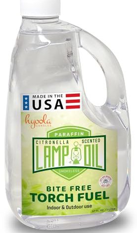Citronella Lamp Oil, 67.6 oz. (2 Liter) - Smokeless Insect and Mosquito Repellent Scented Paraffin Fluid for Indoor and Outdoor Lamp, Lantern and Oil Candle Use - by Hyoola