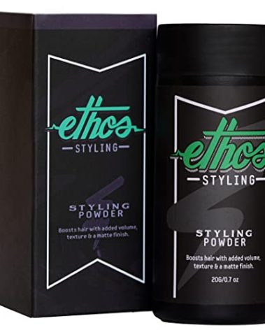 Ethos Styling Texture Powder - Texturizing & Mattifying Hair Powder for Men - Grooming, Volumizing & Hair Styling Products for Extra Volume, Control & Strong All-Day Grip - Matte, Wavy Finish - 20g
