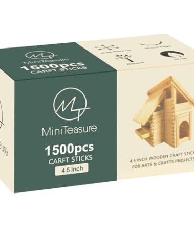 MiniTeasure 1500 PCS Popsicle Sticks, 4.5 Inch Craft Sticks Ice Cream Sticks Natural Wood Popsicle Craft Sticks Length Treat Sticks Ice Pop Sticks for DIY Crafts