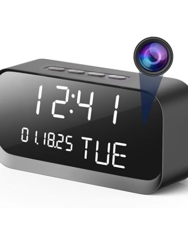 Clock Camera - WiFi Nanny Cam with 1080P HD Video, AI Motion Detection, Clear Night Vision, Dual-Band WiFi, Bluetooth Connectivity, Local & Cloud Storage – Indoor Security Camera for Home & Office