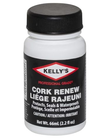 Kelly's Cork Renew Sealer (2.2 fl oz) - Waterproof & Protect Cork Surfaces w/ Brush Applicator - Water Based Formula Dries Clear, Prevents Drying & Breaking Down of Sandles, Shoes, Fishing Rod, Coasters