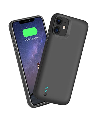 Sitong Battery Case for iPhone 11, 6000mAh Rechargeable Extended Battery Charging Charger Case, Add 120% Extra Juice, Support Wire Headphones Black
