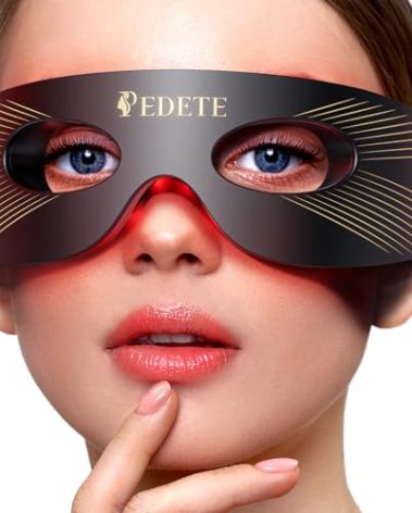 Pedete Red Light Therapy for Eyes, 3 Modes Under-Eye Red Light Eye Mask, Eye Massager for Fine Lines Eye Bags and Dark Circles for Men Women