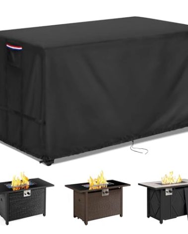 Youlvy Fire Pit Cover Rectangular 65 Inch - Waterproof Outdoor Fire Table Cover Rectangle Heavy Duty, 600D Patio Propane Gas Firepit Cover Rectangular Tear Weather Resistant - 65 x 40 x 27 Inch