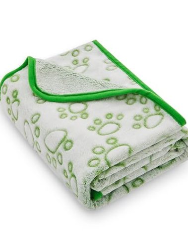 Green Throw Dog Blanket for Puppy Gifts, Dog Stuff Used for Pet Beds, Washable Soft Puppy Essentials Accesssories