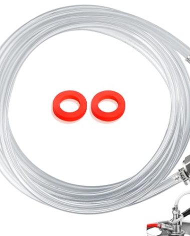 10ft Kegerator Beer Line Tubing 3/16" ID 7/16" OD Keg Lines Clear Vinyl PVC Tubing Keg Beer Line Replacement Kit with Barb Fitting Connector