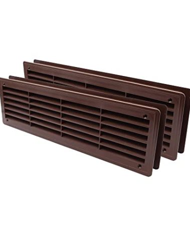 Vent Systems 18" x 5" Inch - Pack of 2 - Dark Brown Plastic Door Air Vent Cover - Two Sided Louvered Vent - Register Interior Door Grille - Ventilation Grill for Home, Cabinet, Bathroom, Garage