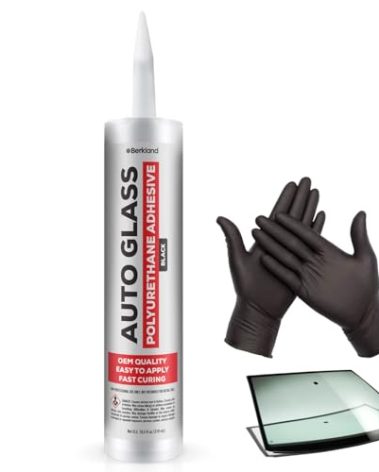 Polyurethane Windshield Adhesive with Fast Curing Formula - High Bond Strength Window Sealant Compound - Easy to Apply Automotive Glass Glue - Windshield Sealant Black - Vehicle & RV Polyurethane Glue