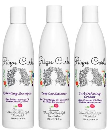Rizos Curls Trio Bundle, Hydrating Shampoo & Deep Conditioner & Curl Cream Bundle, Gently Cleanse and Hydrate Curly Hair, Style & Define Curls for Frizz Free Volume, For All Curl Patterns 2a - 4c