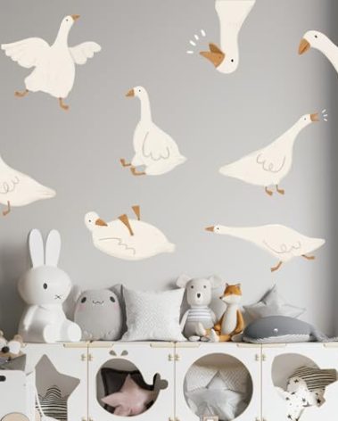 FYSUIMU Goose Wall Sticker Silly Goose Wall Decal Funny Animal Room Mural Sticker for Nursery Classroom Playroom Bedroom Living Room Decor