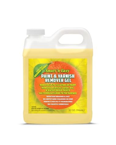 Smart 'n Easy Paint & Varnish Remover Gel - Do It Yourself Friendly Paint Remover - Strips Multiple Layers of Acrylic, Latex, Oil & Water-Based Paints & Varnishes - 32oz