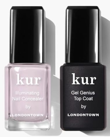 LONDONTOWN kur Pink Nail Conceal & Go Duo Set, Includes Pink Nail Illuminating Concealer & Gel Genius Top Coat, 2 Piece Set, 0.4 Fl Oz