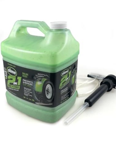 Slime 10207 2-in-1 Tire & Tube Sealant Puncture Repair Sealant, 2-in-1, Premium, Prevent and Repair, Suitable for All Off-Highway Tires and Tubes, Non-Toxic, Eco-Friendly, 1 Gallon jug