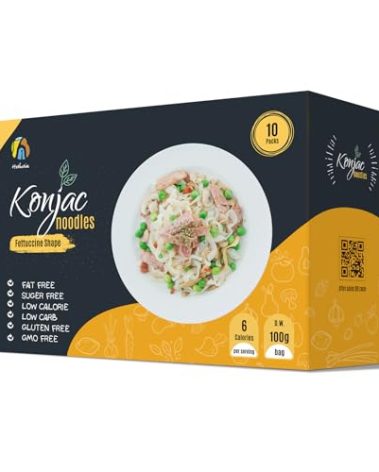 Hethstia Konjac Noodle Low-Carb Fettuccine Shirataki Noodles Keto Low Calorie Pasta Gluten Free, Vegan, Paleo-Friendly (5 oz, 10-Pack)