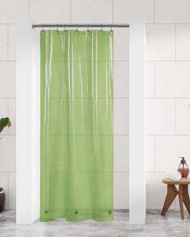 Barossa Design Clear Green Stall Shower Curtain Liner 36" W x 72" H - Waterproof PEVA Plastic Lightweight Shower Liner for Small Bathroom, 3 Magnets & Metal Grommets - Clear Green