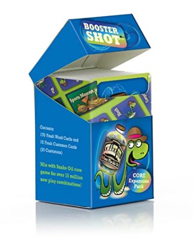SNAKE OIL - The Silly Selling Party Game - Funny Group 3-10 Player Card Games - Fun Travel Activity for Friends and Family - Booster Shot Expansion for Ages 10+