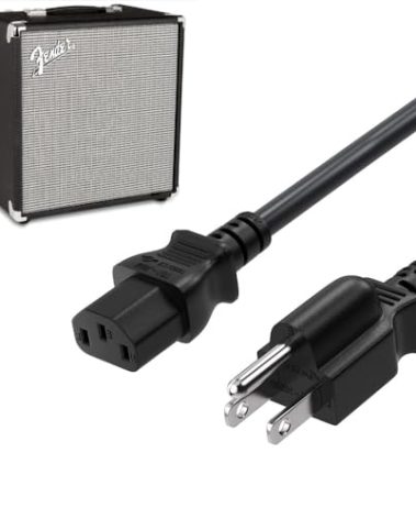 Electric Guitar Amplifier Power Cord Replacement for Fender Rumble 40 25 100 200 15 500,Mustang LT25, GT-40 GT-100 3 Prong Power Cord,Heavy Duty Won't Hot AC Cable 5FT