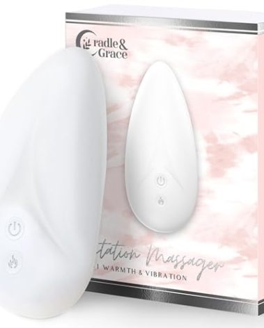 Cradle & Grace Warming Lactation Massager, Waterproof Breastfeeding Massager with 10 Intensity Levels & 2 Heat Settings, Breastfeeding Essentials to Support Milk Flow