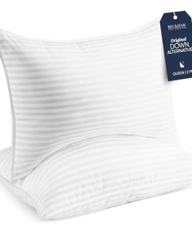 Beckham Hotel Collection Bed Pillows Standard/Queen Size Set of 2 - Original Down Alternative Pillow for Sleeping - Bedding for Back, Stomach or Side Sleepers
