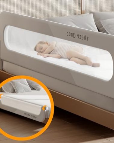 strenkitech Foldable Toddler Bed Rails - Kids Guard Bumper for Crib Safe Bed Side Rail for Twin Queen King Full Size Beds (59inch)