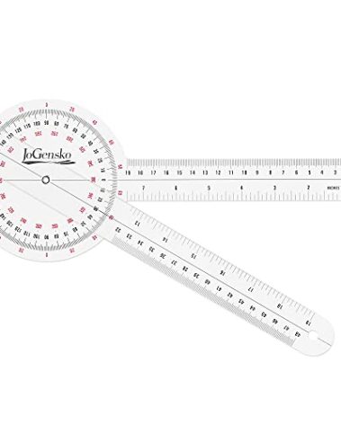 JoGensko 12 Inch Goniometer for Orthopaedic Use, 360 Degree Large Size Plastic Goniometer，Physical Therapy Angle Protractor Ruler for Knee Joints, Elbow, Shoulder or Hip