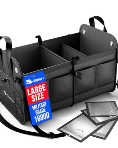 Car Trunk Organizer – Large Collapsible Storage Box with Adjustable Compartments – Heavy-Duty Cargo Organizer for SUV, Truck & Car – Non-Slip Waterproof Trunk Storage Bin for Groceries & Tools