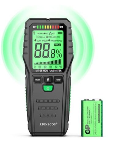 Pinless Moisture Meter for Walls, Wood, Drywall – Non-Invasive Moisture Detector with Deep Scan, Digital LCD Display – Wall Moisture Tester for Water Damage, Home Inspections, Renovation