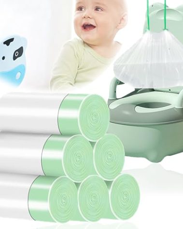 100 Pack Potty Chair Liners with Drawstring,Training Toilet Seat Potty Bags,Disposable Cleaning Bag for Kids Toddler Adults Pet Outdoors(44 x 24 cm)
