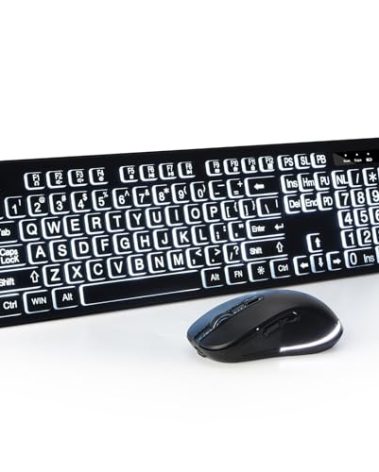 Wireless Keyboard and Mouse - Large Print Wireless Keyboard, KOPJIPPOM 2.4G Full Size Keyboard and Mouse Set with Big Letters and Backlight Key for Seniors, Compatible for Windows, Laptop, PC, Black
