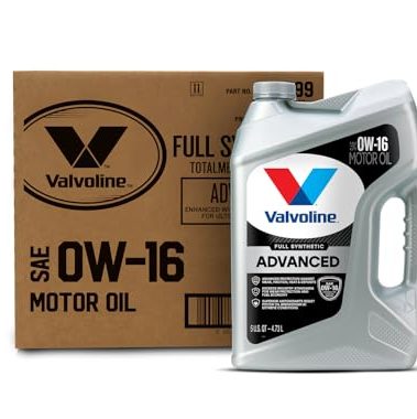 Valvoline Advanced Full Synthetic SAE 0W-16 Motor Oil 5 QT, Case of 3
