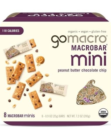 GoMacro Organic Peanut Butter Chocolate Chip Mini MacroBars 8 Pack, 7.2 OZ