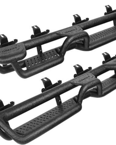 BINARY STAR Running Boards Compatible with Vehicle 2020-2025 Jeep Gladiator Jt 4 Door. Wheel to Wheel Running Boards Made with Carbon Steel. 6 Inch Gladiator Side Steps Step Bars Nerf Bars.