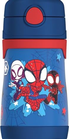 THERMOS Vacuum Insulated Stainless Steel 10oz Straw Bottle, Spidey and His Amazing