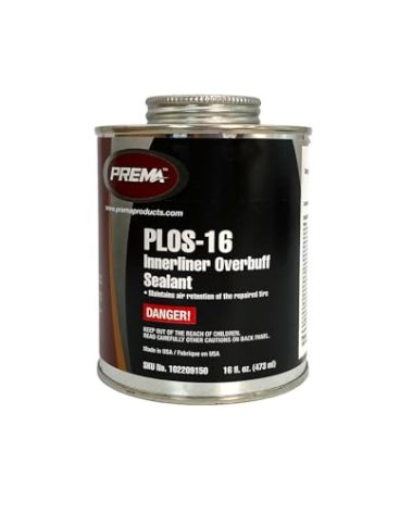 PREMA PLOS-16 Innerliner Overbuff Sealant with Built in Brush Top in 16 oz Can for Tire Repair - Seals Buffed Tire Innerliners