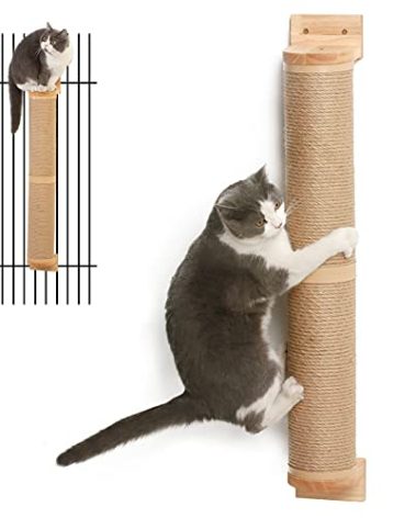 FUKUMARU Cat Scratching Post, 35 x 4.5 Inch Cats Walls Furniture, Rubber Wood Wall Mounted Kitten Scratcher Posts, Thicker Columns for Multi-Functions